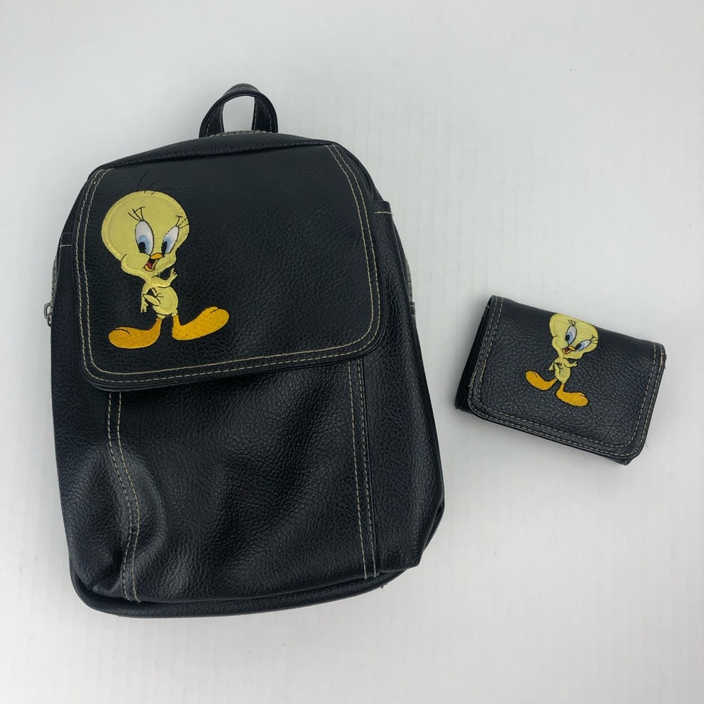Warner Bros. Tweety Black Backpack and Wallet Set with Yellow Accents
